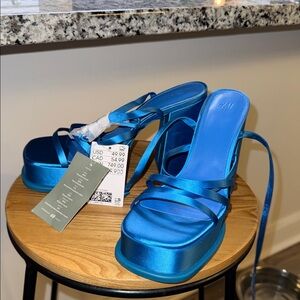 H&M Shiny Blue Platform Sandals